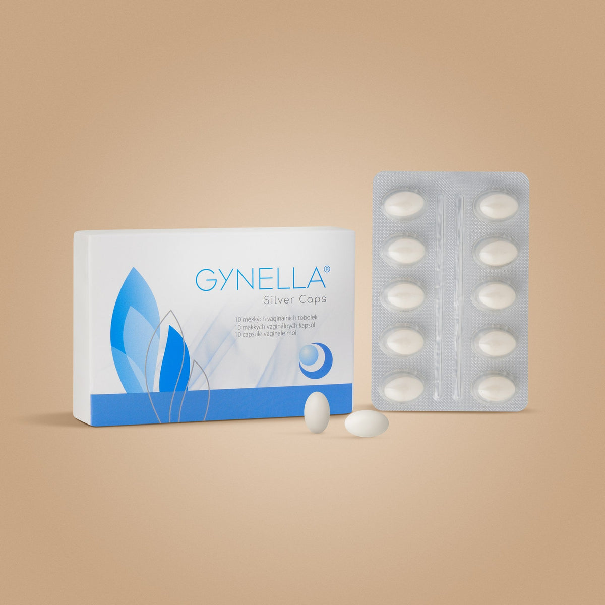 Gynella Silver Caps box, blister and capsule