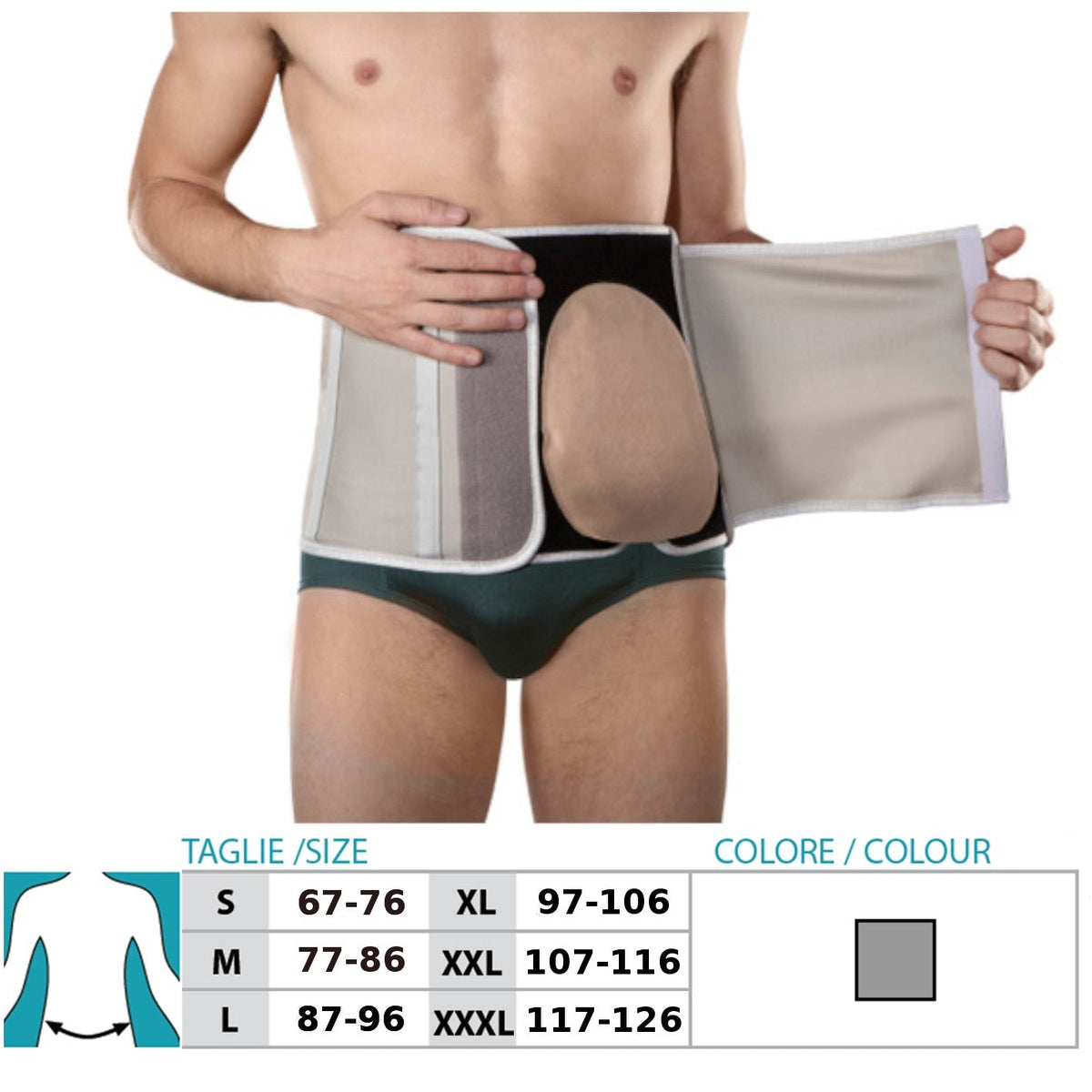 Orione 3057 ostomy support belt with adjustable stoma opening
